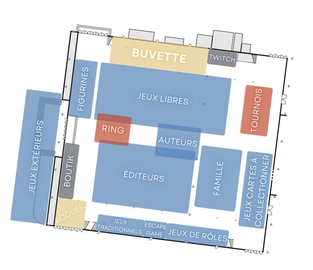 Plan des différents pôles du Festival du Jeu de Pau